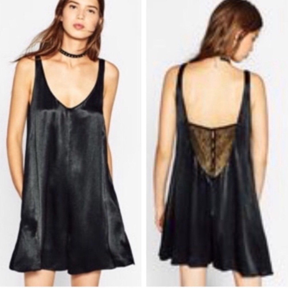 Zara Black Satin Playsuit